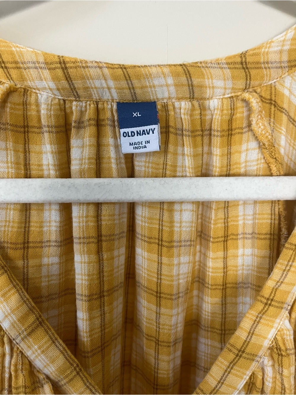 Old Navy Yellow Plaid Mini Dress with V-Neck and Flutter Sleeves - Picture 4 of 5